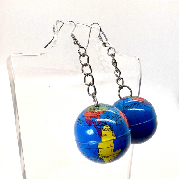 Globe Earrings - Earth Earrings - Planet Earrings - Space Earrings - Clarissa - Picture 2 of 11